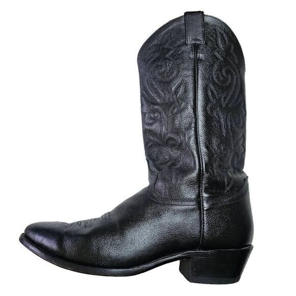 Justin Boots sz 12 D Mens Black Western Leather Rodeo Boots Mid Calf Cowboy - Picture 13 of 14